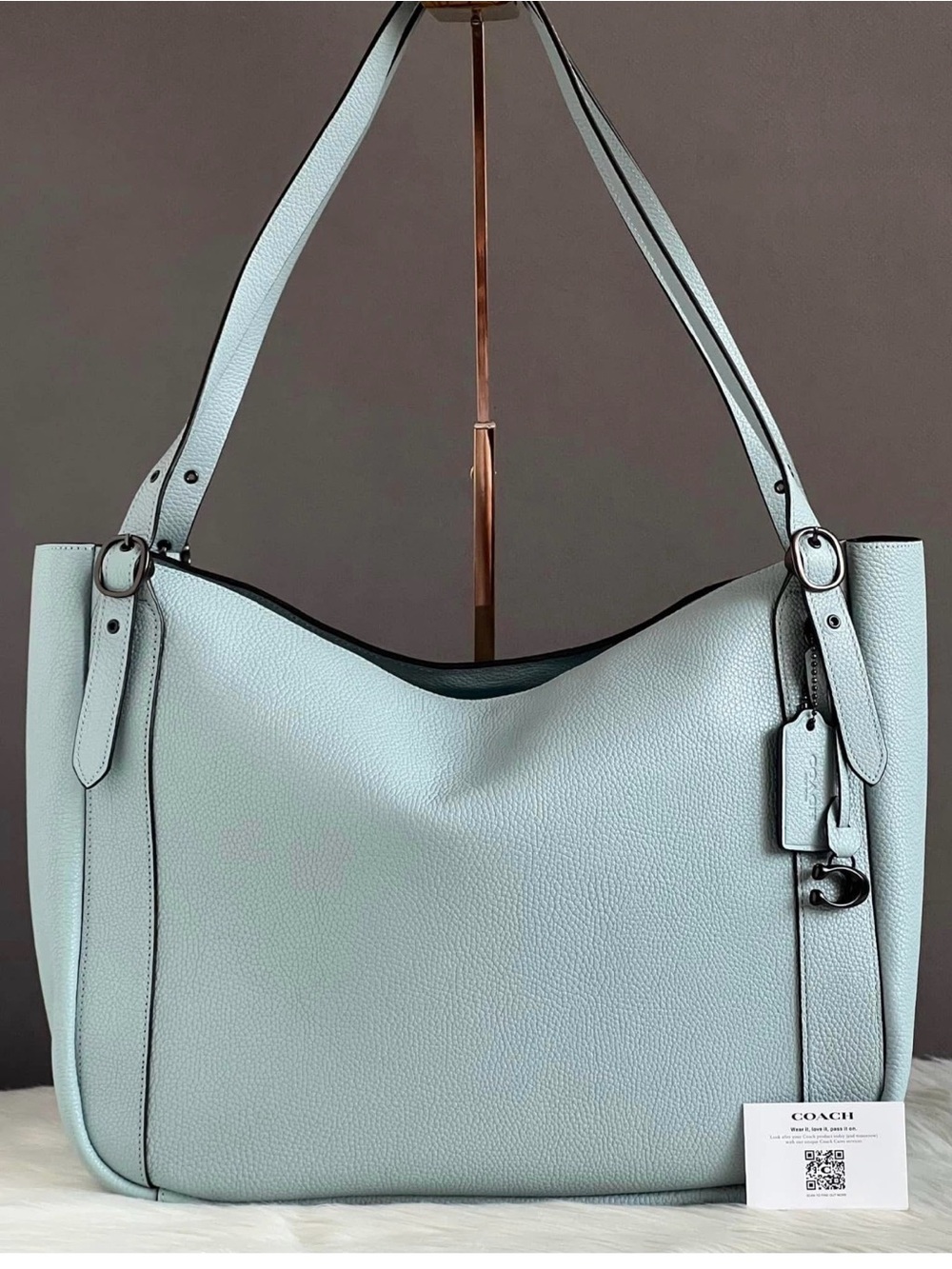 Coach Alana Pebbled Leather Shoulder Bag in Pale Blue